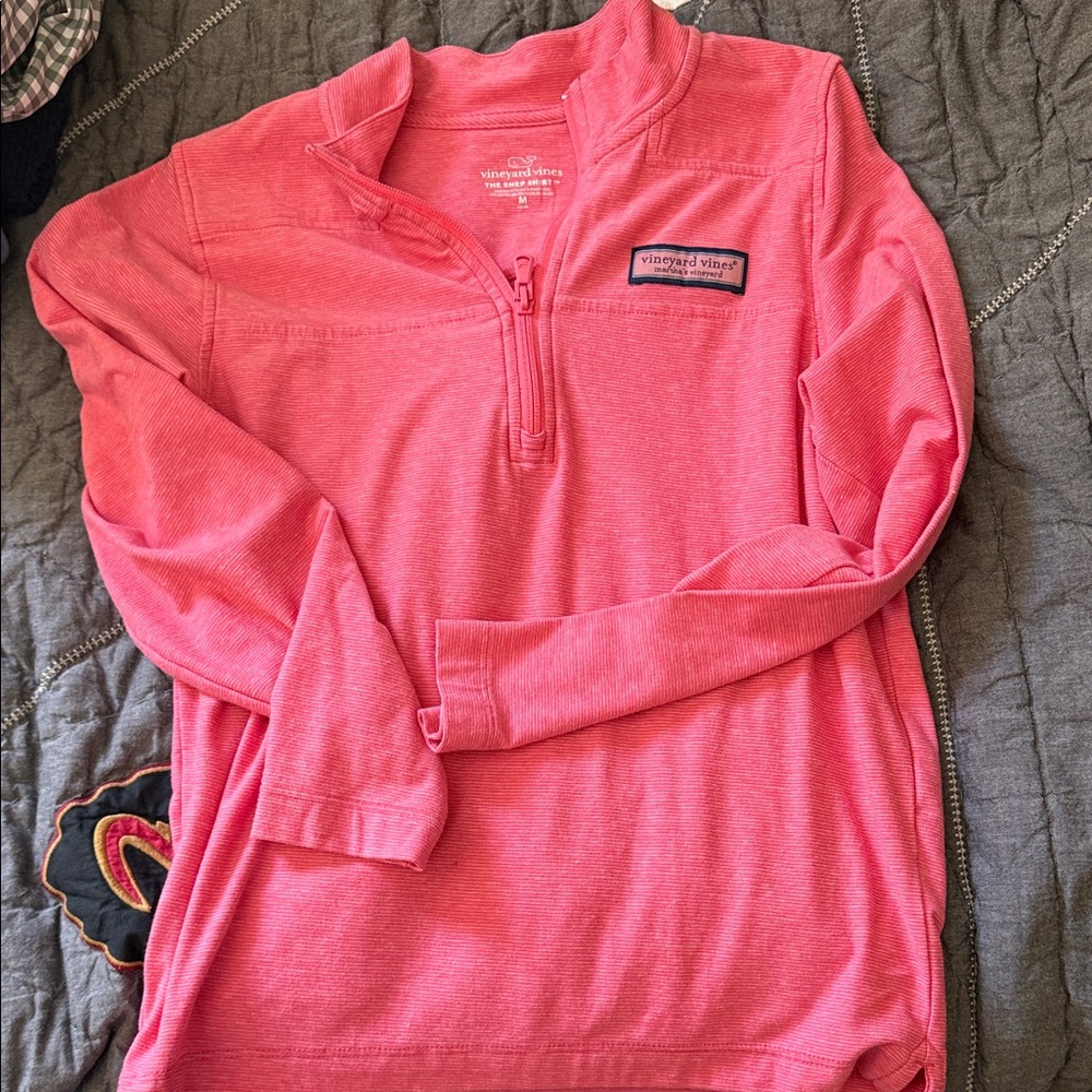 Vineyard Vines Coral Quarter-Zip Top